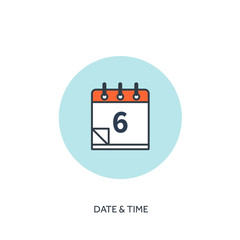 Vector illustration. Calendar lined icon. Date and time. Holiday planning
