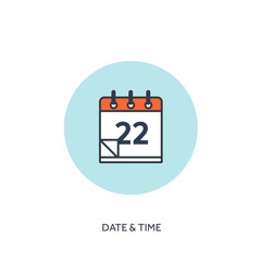Vector illustration. Calendar lined icon. Date and time. Holiday planning
