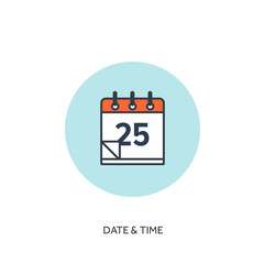 Vector illustration. Calendar lined icon. Date and time. Holiday planning