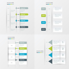 timeline design 4 item Green, blue, gray color
