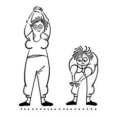 Exercising old woman. Pilates poses set