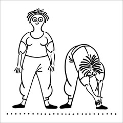 Exercising old woman. Pilates poses set