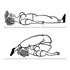 Exercising old woman. Pilates poses set