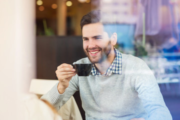 Young couple in cafe