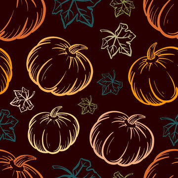Vector pumpkin seamless background.