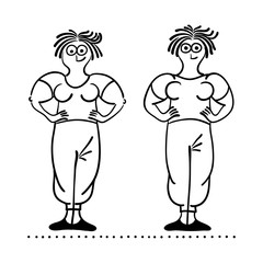 Exercising old woman. Pilates poses set