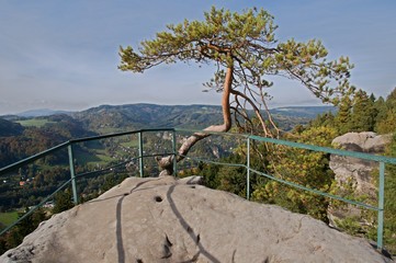 Fototapeta na wymiar Viewpoint from rock towers Chleviste in Bohemian Paradise, Northern Bohemia, Czech republic