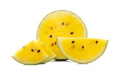 Sliced ripe watermelon isolated on white background cutout