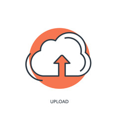 Flat lined cloud computing icon. Data storage.