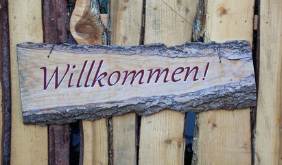 Fototapeta premium willkommen schild