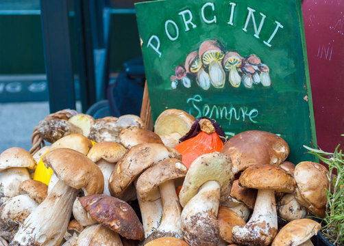 Boletus mushrooms in a market