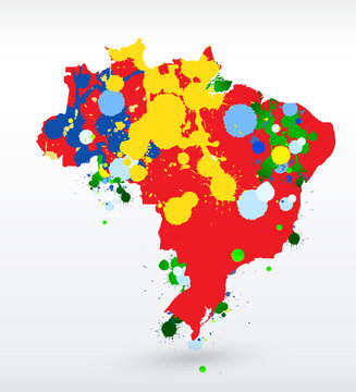 Brazil vector map with abstract blots