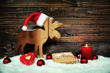 Obraz premium Weihnachtskarte - Elch mit Mütze