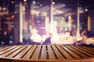 Empty top wooden table and blur with bokeh background