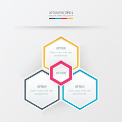Hexagon vector design  yellow, blue, pink color