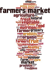 Farmers market word cloud concept. Vector illustration