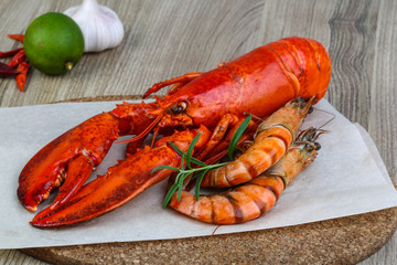 Lobster and shrimps