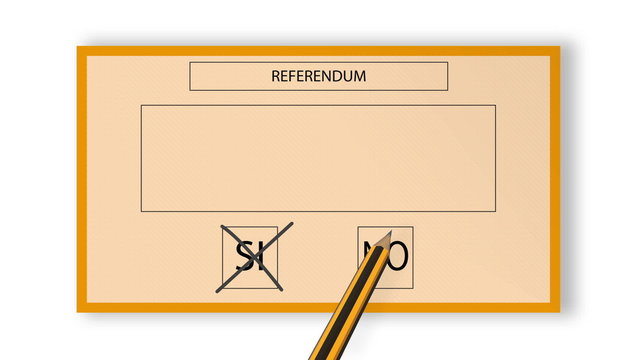 animated pencil choosing a preference on sheet referendum