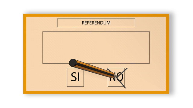 animated pencil choosing a preference on sheet referendum