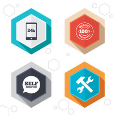 Repair fix tool icons. Customer service signs.