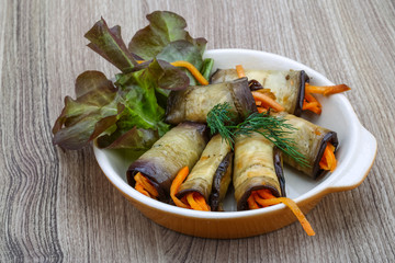 Eggplant rolls with carrot