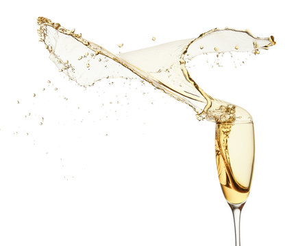 splash of champagne isolated on the white background