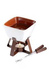 Chocolate fondue isolated on a white background