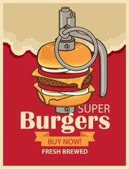 Burger in military grenade