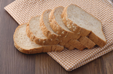 bread slice on wooden table