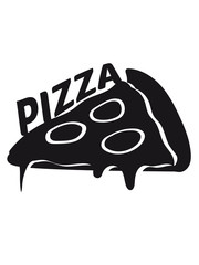 Text pizza dripping cheese salami slices piece