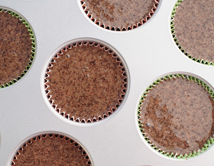 Raw buckwheat flour muffins in a muffin mould before baking