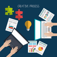 Creative process design with colorful icons