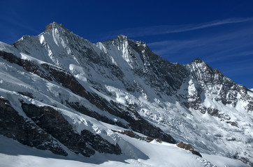 Fototapeta na wymiar Swiss Alps: The Mischabel group above Saas Fee