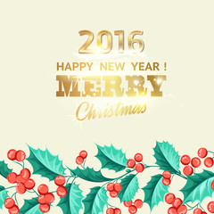 Christmas mistletoe holiday card with text.