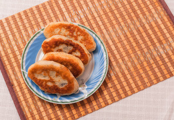 Ukrainian homemade meat pies on a plate