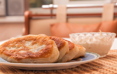 Ukrainian homemade meat pies on a plate