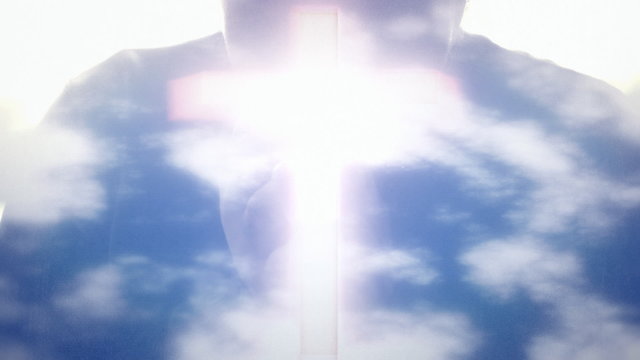 Praying man DE cross sky