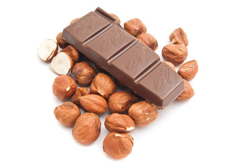 hazelnuts and chocolate bar