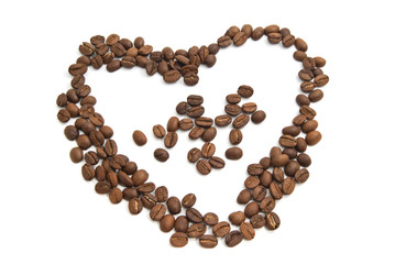 Heart of coffee beans