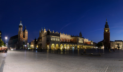 Old Town of Krakow at night in Poland,