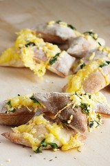 crispbread with cheese and herbs