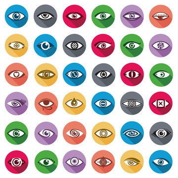 collection of thirty six color eyes icons