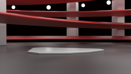 Podium isolated on black 3d rendering