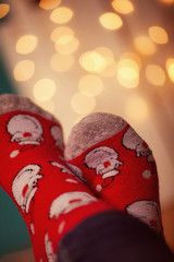 Females Feet In Christmas Socks