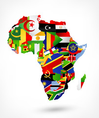 Vector map of Africa with flags and location on world map - 95047712