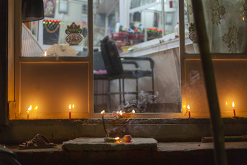 Tihar festival candles and mandalas in Kathmandu