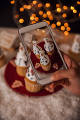 Taking Picture Of Christmas Dessert