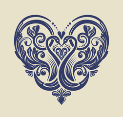 floral heart - love icon