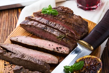 Wall murals Steakhouse Grilled marinated flank steak