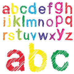 Vector conceptual sketch colorful child font collection